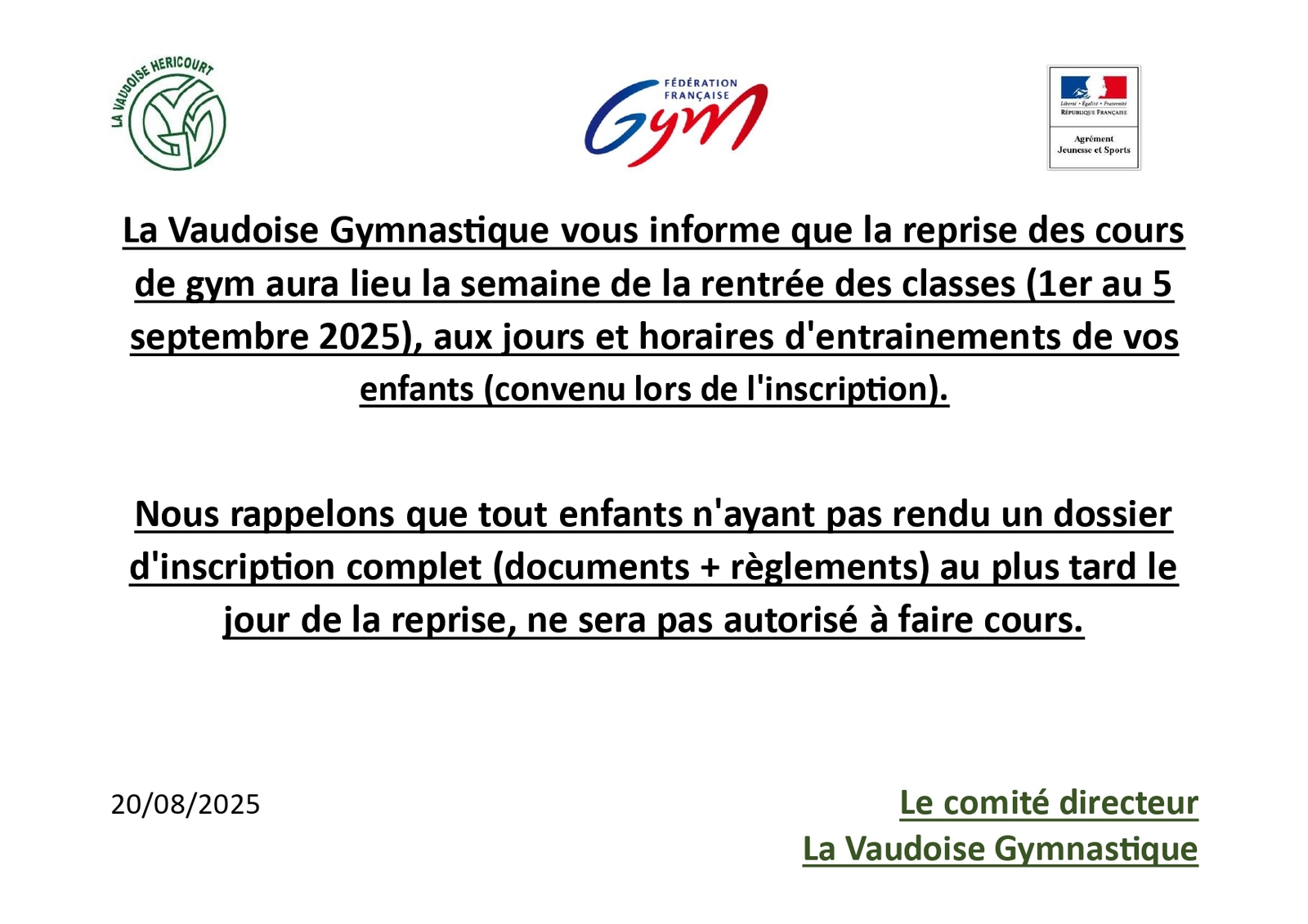 Rentrée gym 2025
