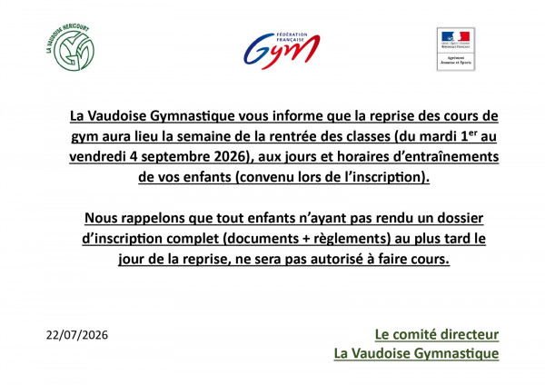 Rentrée gym 2026